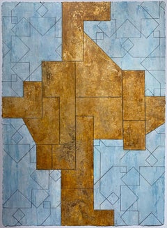 30x22inches Oil, Gold leaf oil painting on paper - Warrior Pose