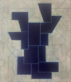 32x28x2" Pittura a olio contemporanea architettonica geometrica