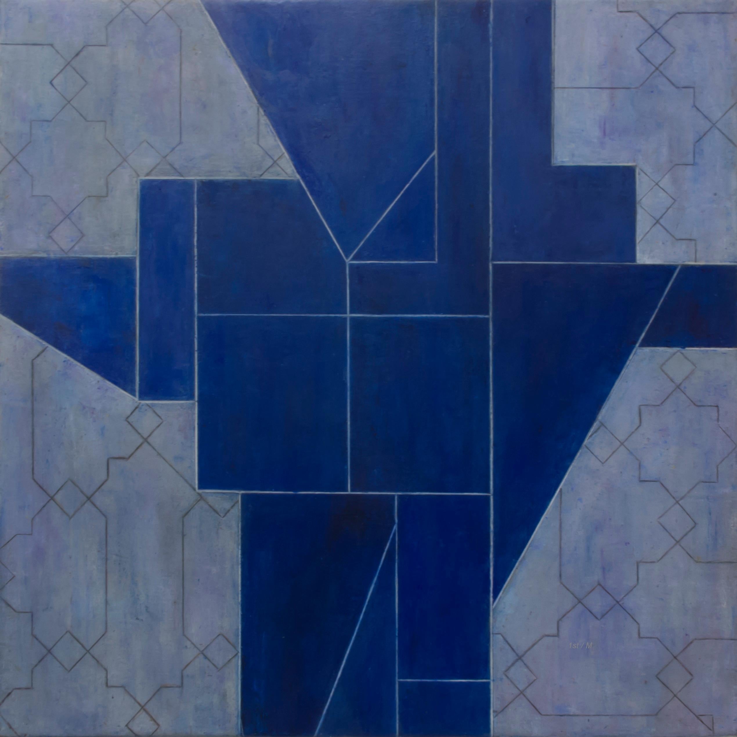 Stephen Cimini Abstract Painting - 32x32x2 in. - Oil painting -Geometric Abstract Oil Painting "Walking on Water"