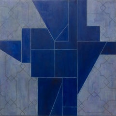 32x32x2 in. - Oil painting -Geometric Abstract Oil Painting "Walking on Water"