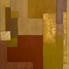 34x34x2 in. Gold Leaf, Abstract Contemporary Oil Painting "Gone Gaudy"