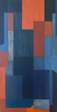 55x28x2 in. - Oil Painting - Geometric Architectural Contemporary Oil - River