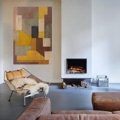 55x36x2 in. Peinture à l'huile abstraite contemporaine « graine de moutarde »