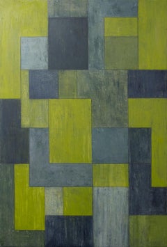 60x40x3 in. painting - Urban green color field abstract