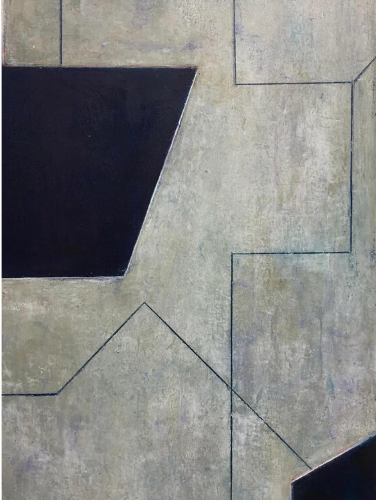 This is a beautiful abstract oil on canvas by Stephen Cimini. We love the work of this artist because of the classical architectural geometric beauty of each of his work conveying a sense of harmony and balance. Colors of oil paint overlay each