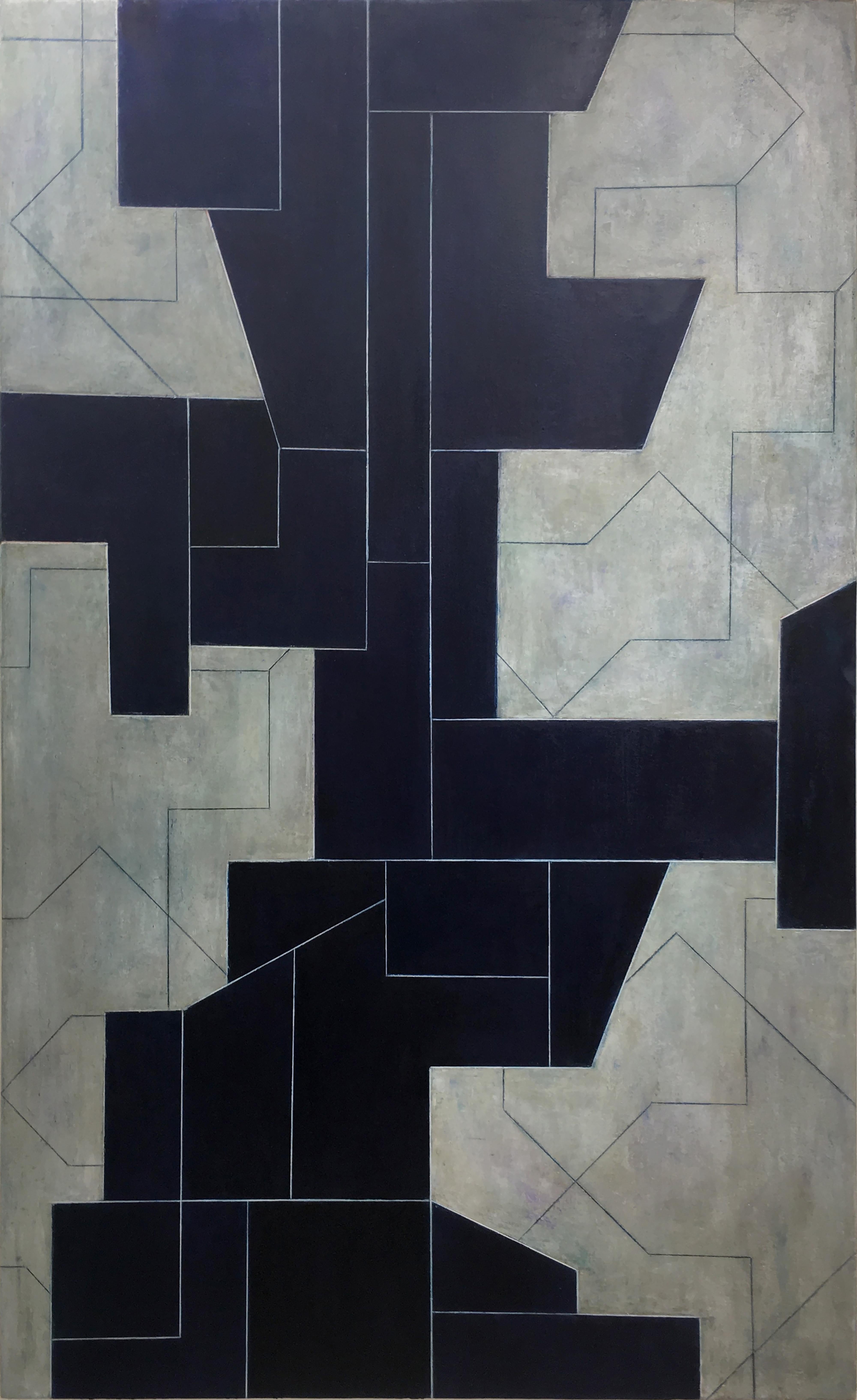 Stephen Cimini Abstract Painting - 78 x 48 x 3 in. "Mechanical Animal" - Large Oil Painting, Geometric Harmony