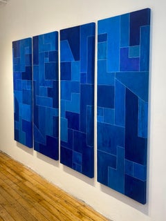 88 x 68 x 2 pouces : « So Blue, So Happy, So Cool », huile sur toile