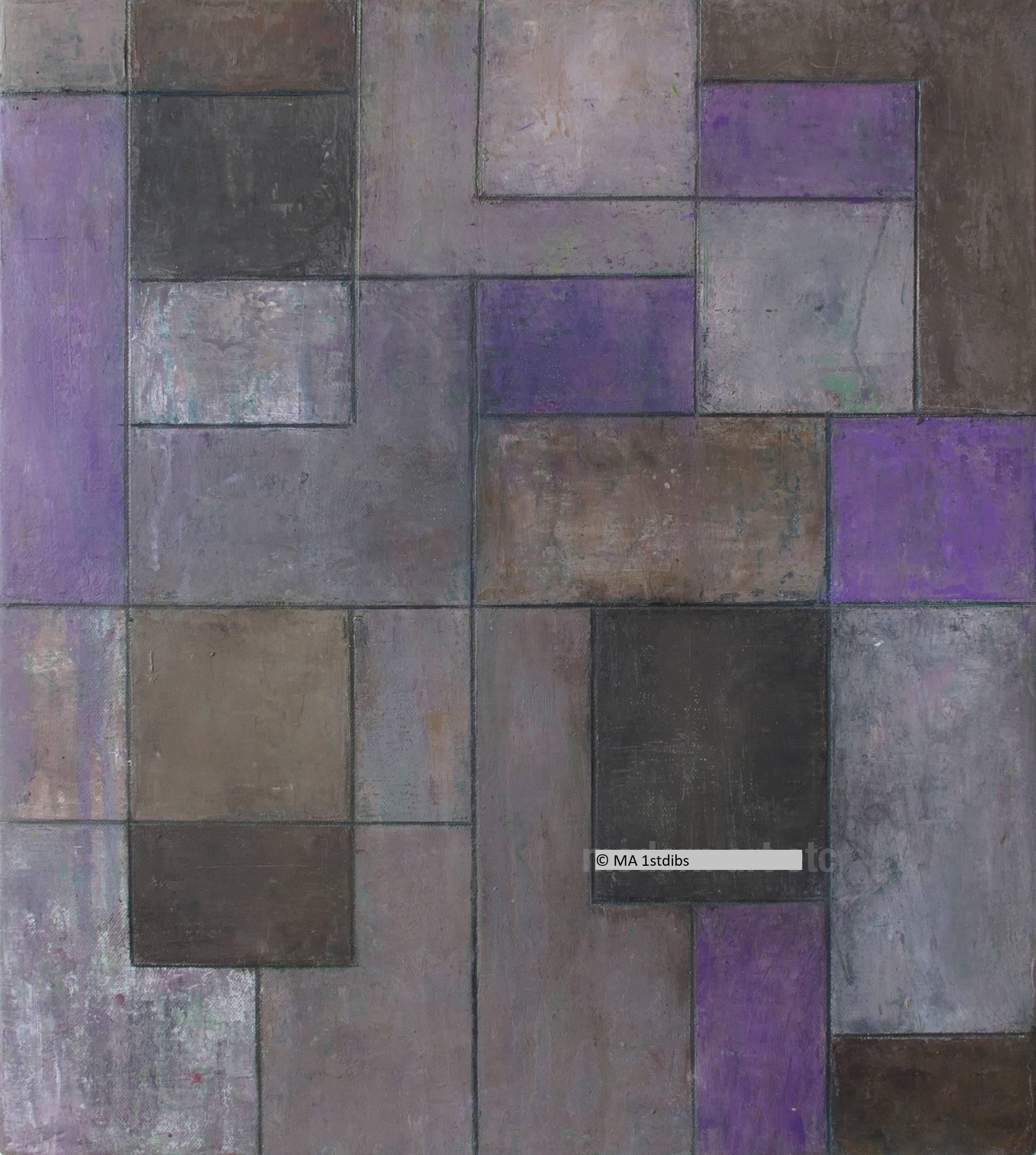 Stephen Cimini Abstract Painting - Abstract oil painting -- Purple Classical Geometric