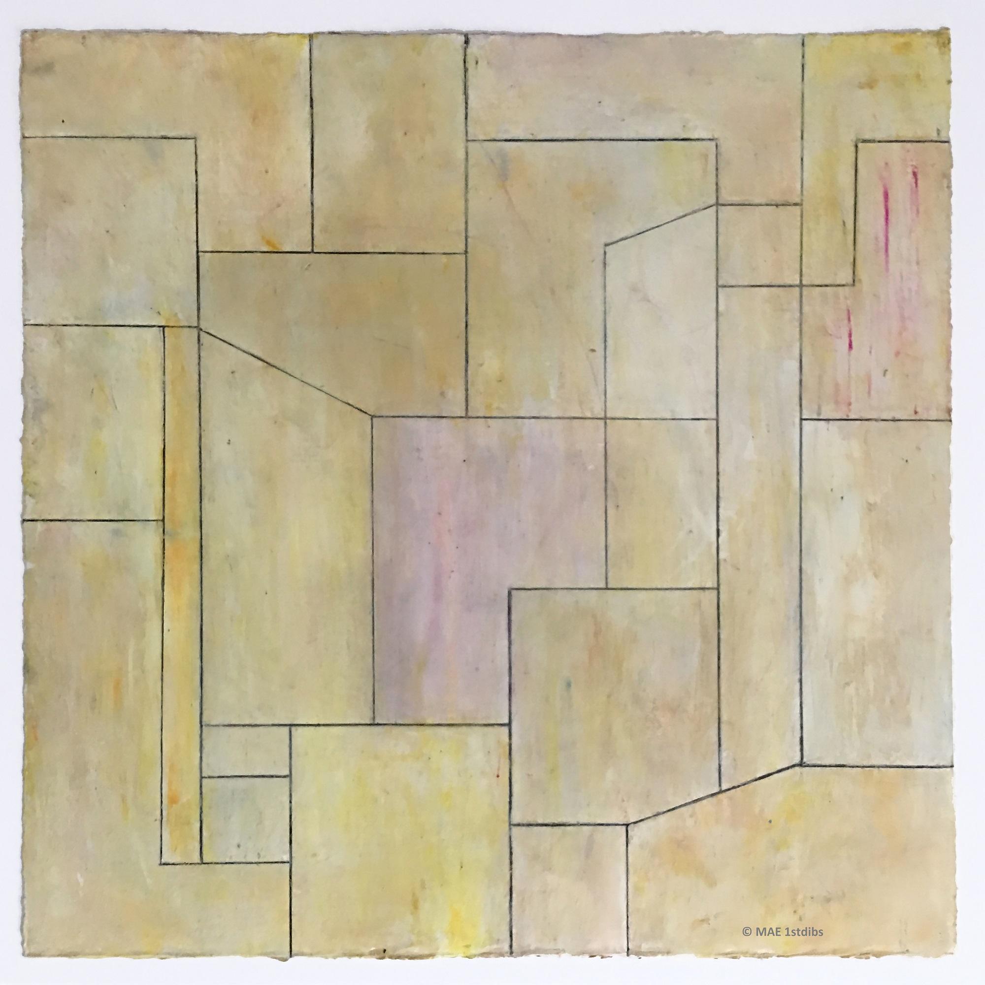 Stephen Cimini Abstract Painting - Abstract oil painting on Arches Oil Painting on Paper, Deckled edges - Neutral 6