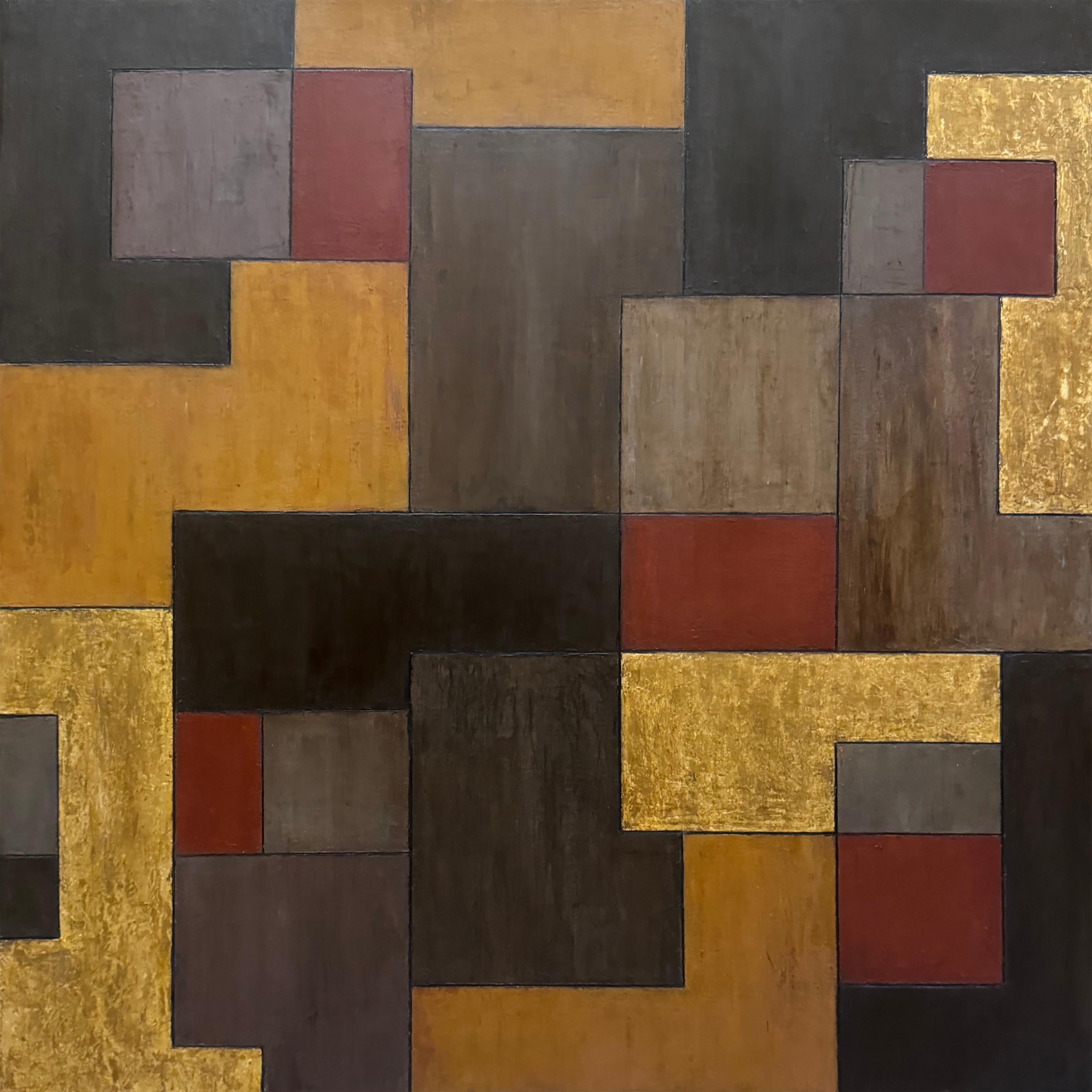 Abstract Painting di Stephen Cimini - Cuore d'oro - Foglie d'oro, pittura a olio
