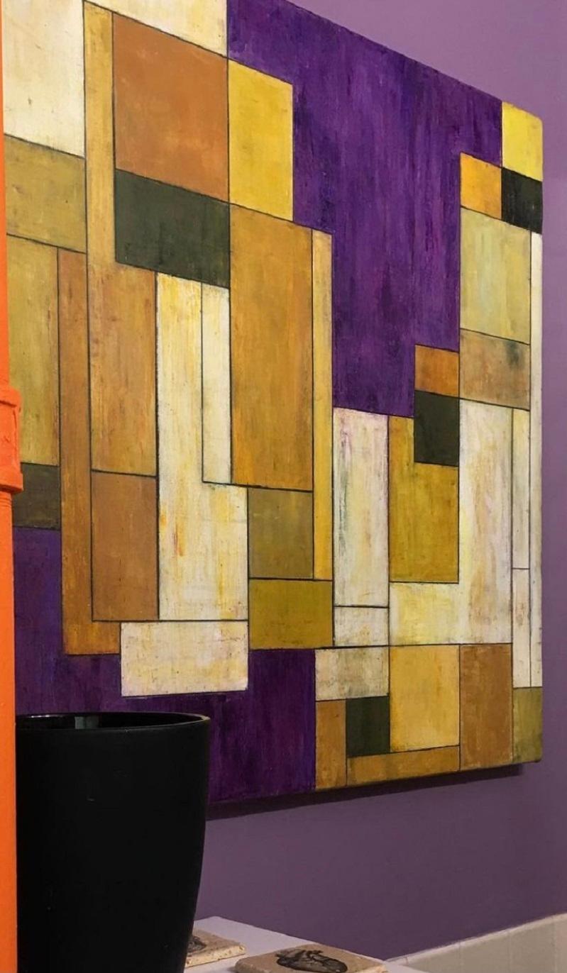 Quadro astratto ad olio di grandi dimensioni - Il giallo fa le mosse  - architettonico, colore in vendita 1