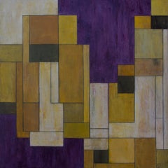 Large abstract oil painting - Yellow Makes the Moves  - architectural, color