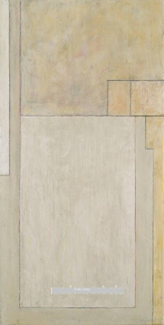 Large vertical abstract oil painting - Garden - architectural neutral form