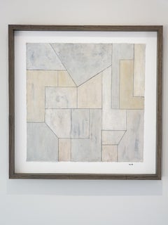 Oil painting on paper - framed in natural wood - Blue and Gray 2