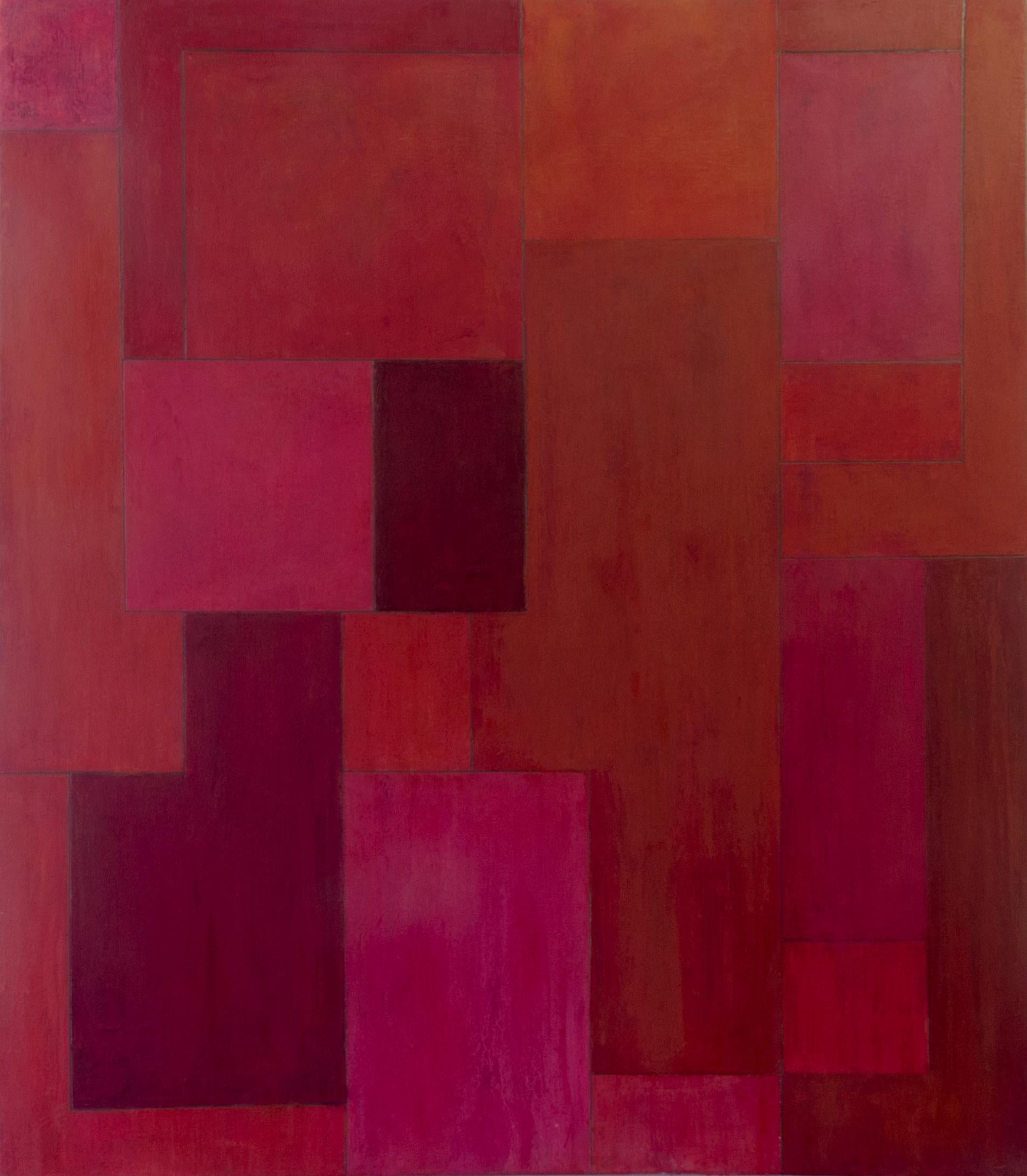 Stephen Cimini Abstract Painting - red zone, Painting, Oil on Canvas