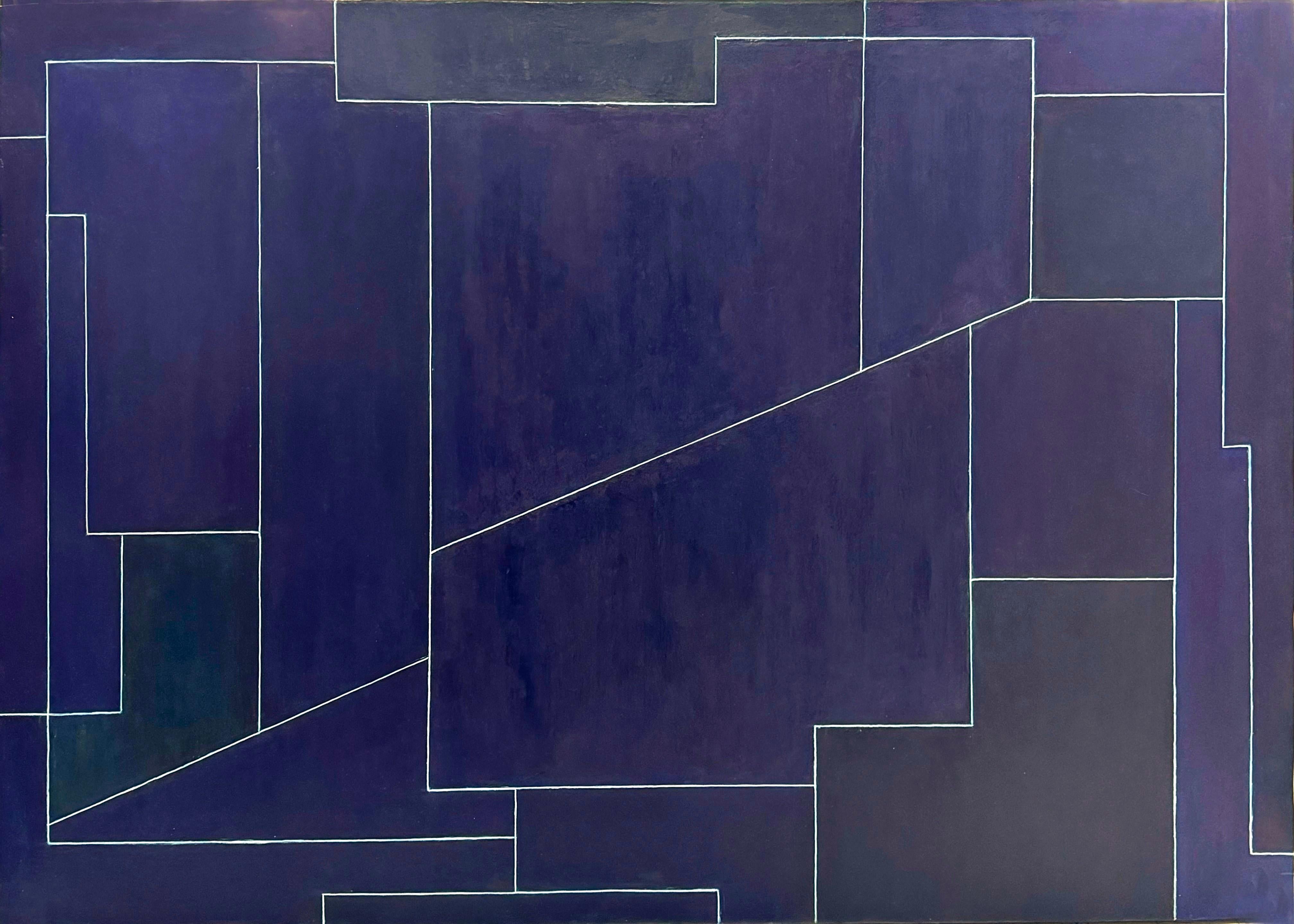 "Still Climbing" Geometrisches architektonisches monochromatisches zeitgenössisches Ölgemälde