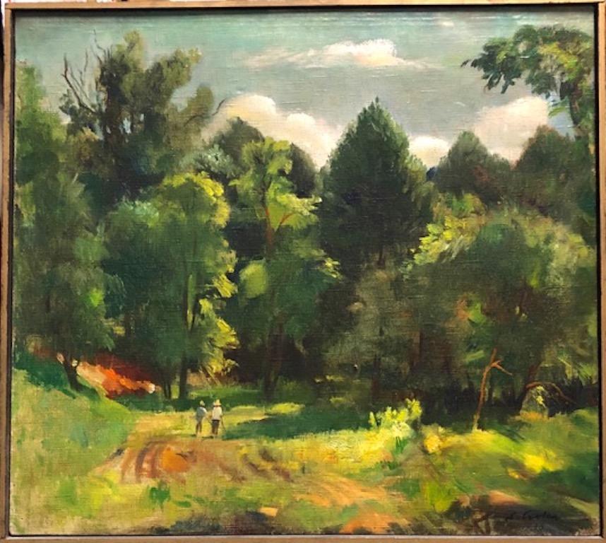 Stephen Csoka Figurative Painting - Landscape American Hungarian European Modernism 1938 Realism Long Island WPA era