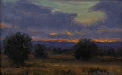 "Ein Sonnenuntergang im August" (1992) von Stephen Day, Originalgemälde einer Landschaft