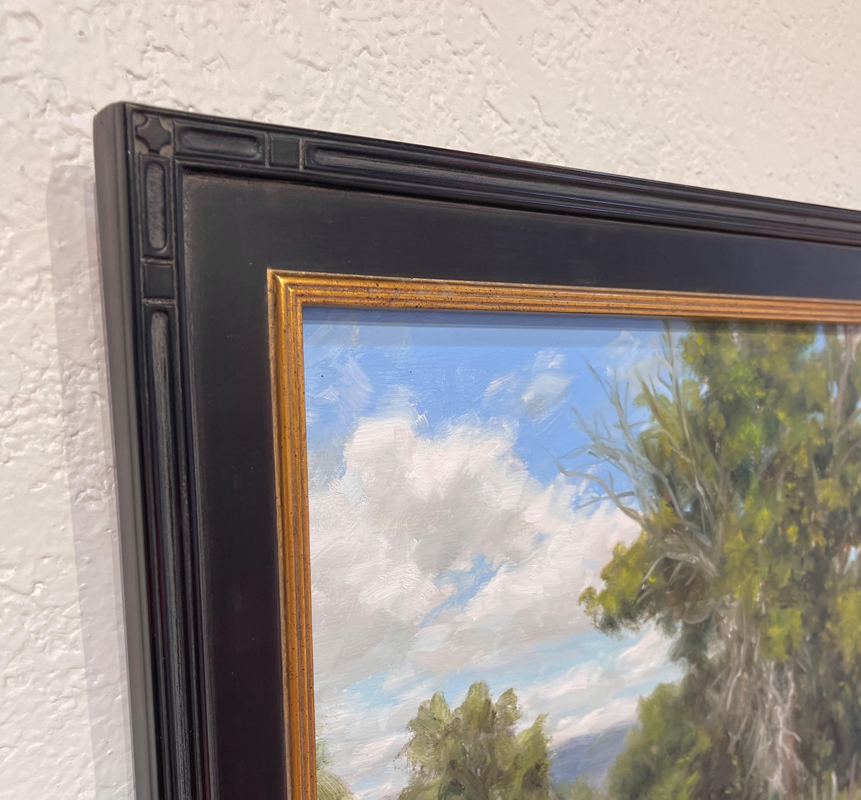 Boschi di cotone lungo la strada - Figurative Painting Marrone di Stephen Day