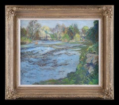 The Running River. Oil painting on canvas