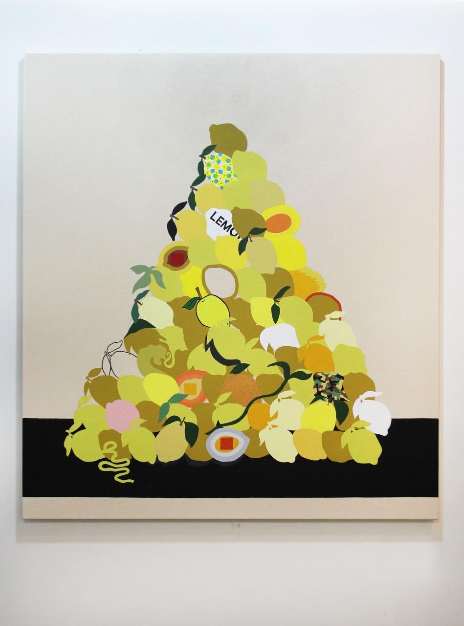 Lemon Pile Still Life  - Painting by Stephen D'Onofrio