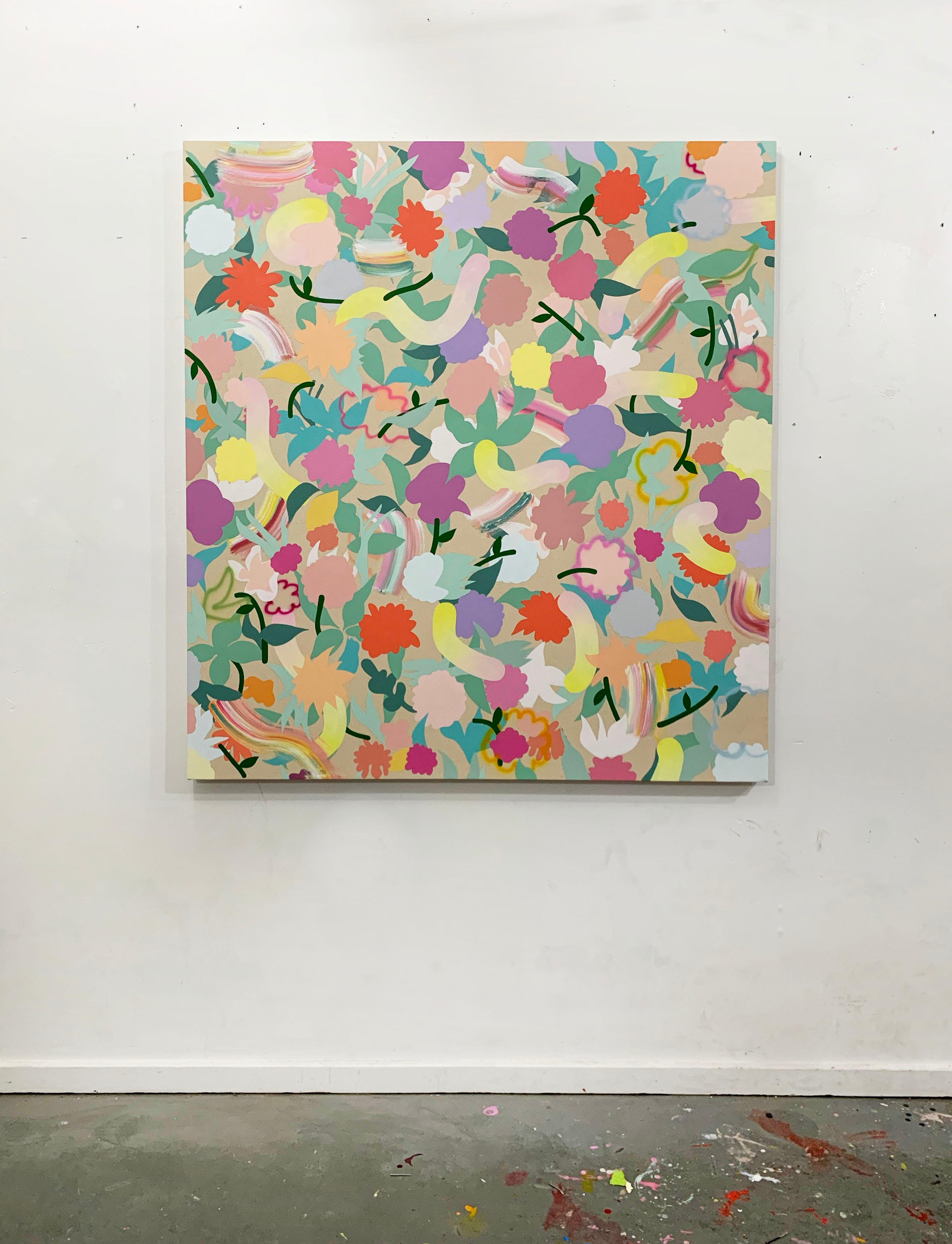 Pastel Floral Pattern  - Contemporary Painting by Stephen D'Onofrio