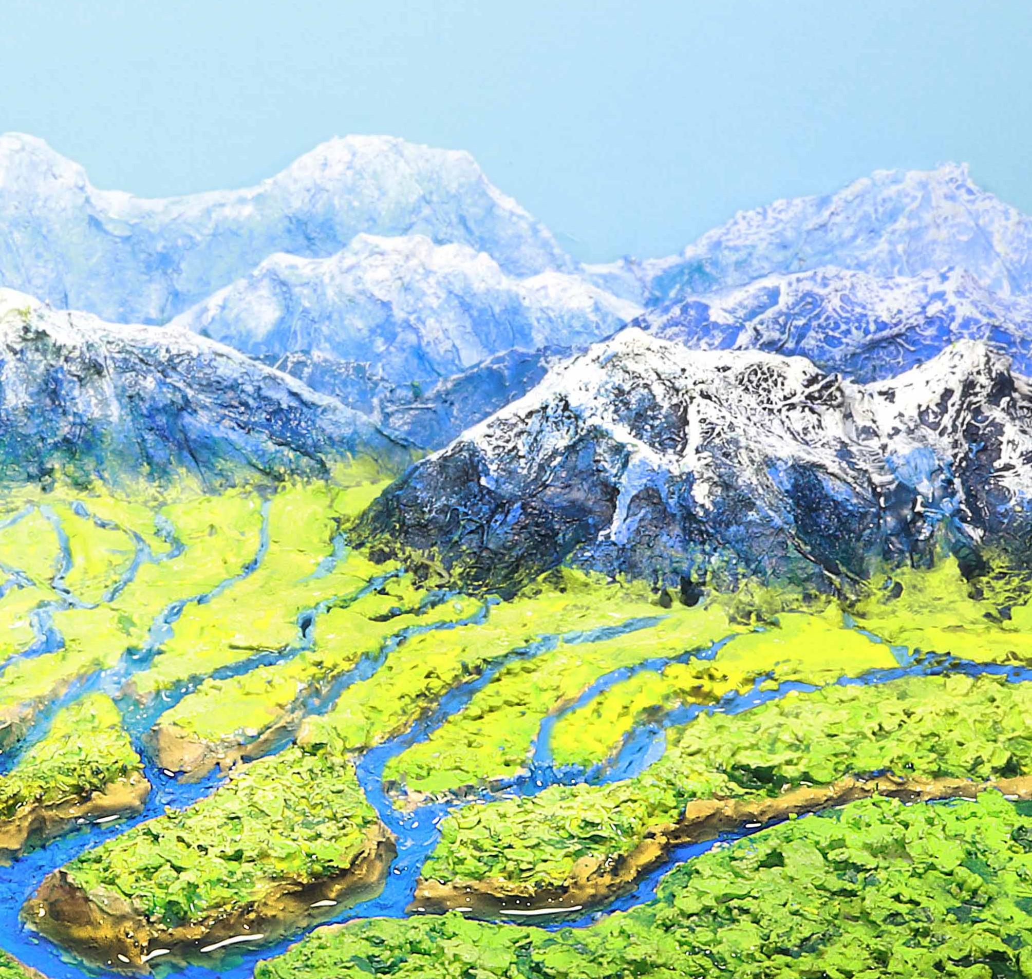« River Delta and Mountains (3/5) » (2019) de Stephen Dorsett, photo à l'acrylique en vente 2