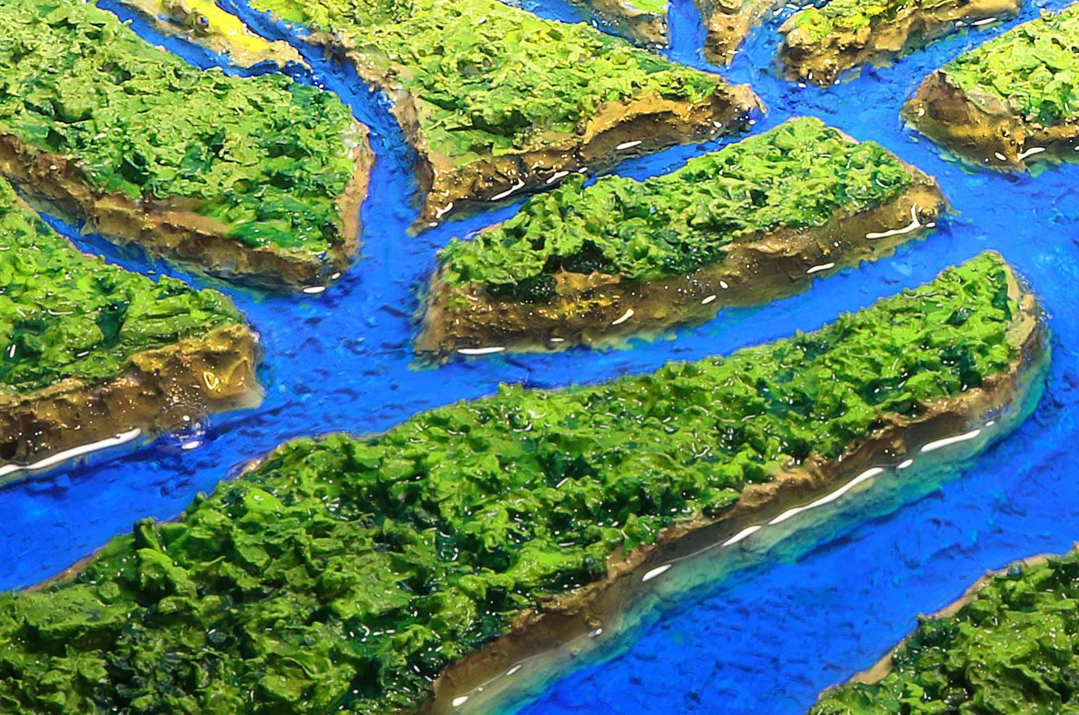 « River Delta and Mountains (3/5) » (2019) de Stephen Dorsett, photo à l'acrylique en vente 3