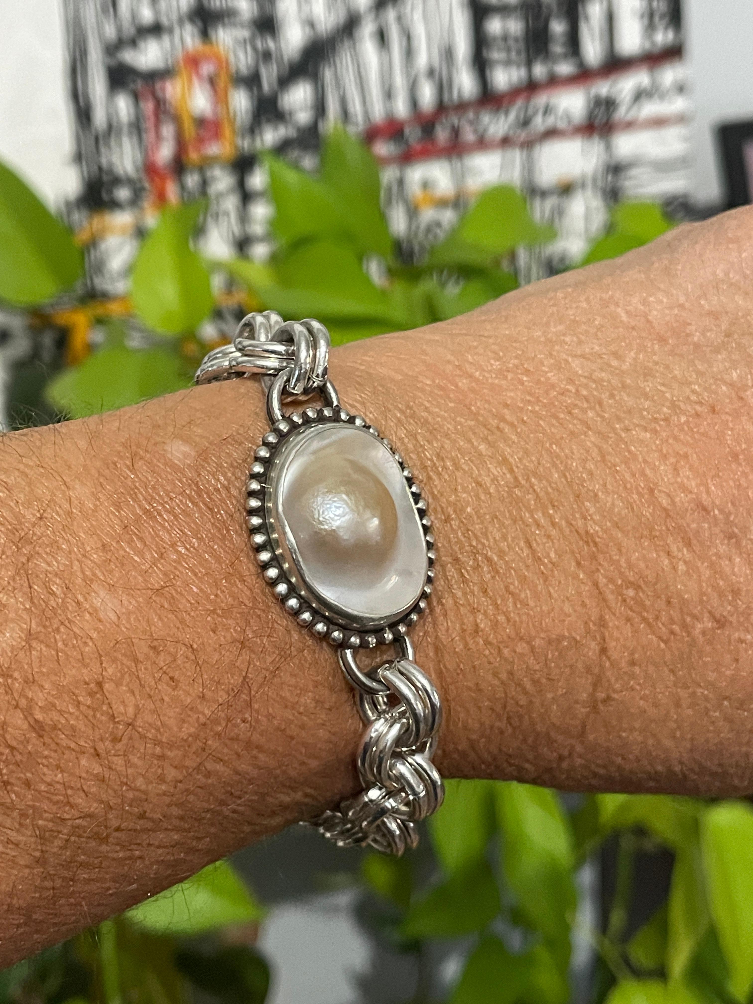 Stephen DWECK Bracelet Rose Mabe Pearl Sterling Silver  1990s  4