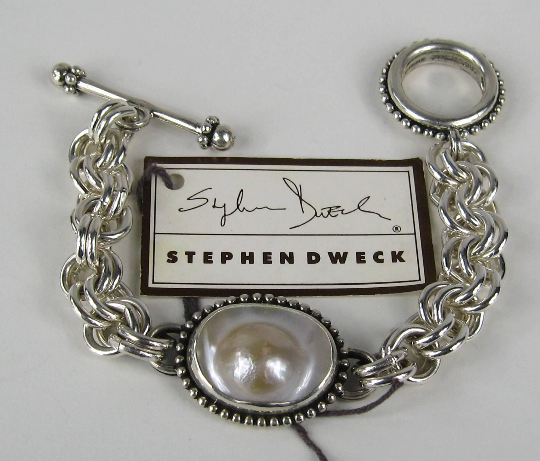 Stephen DWECK Bracelet Rose Mabe Pearl Sterling Silver  1990s  2