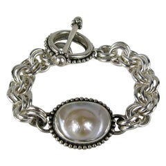 Stephen DWECK Bracelet en argent sterling et perles de mabé roses  1990s 