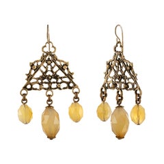 Boucles d'oreilles en laiton avec pendentifs en citrine Stephen Dweck