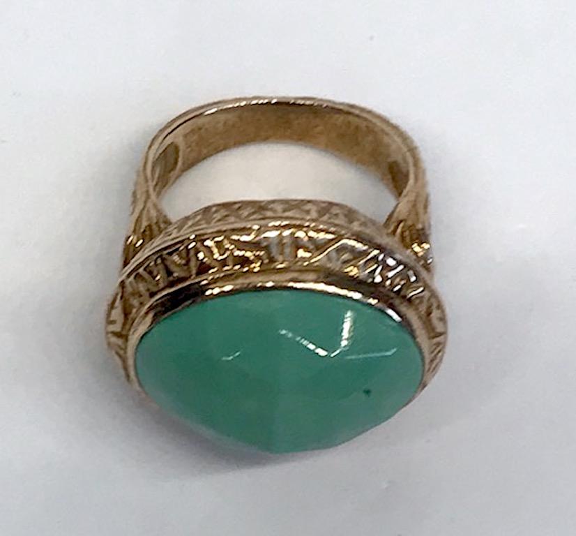 Stephen Dweck Faceted Turquoise Cabochon Ring In Good Condition In New York, NY