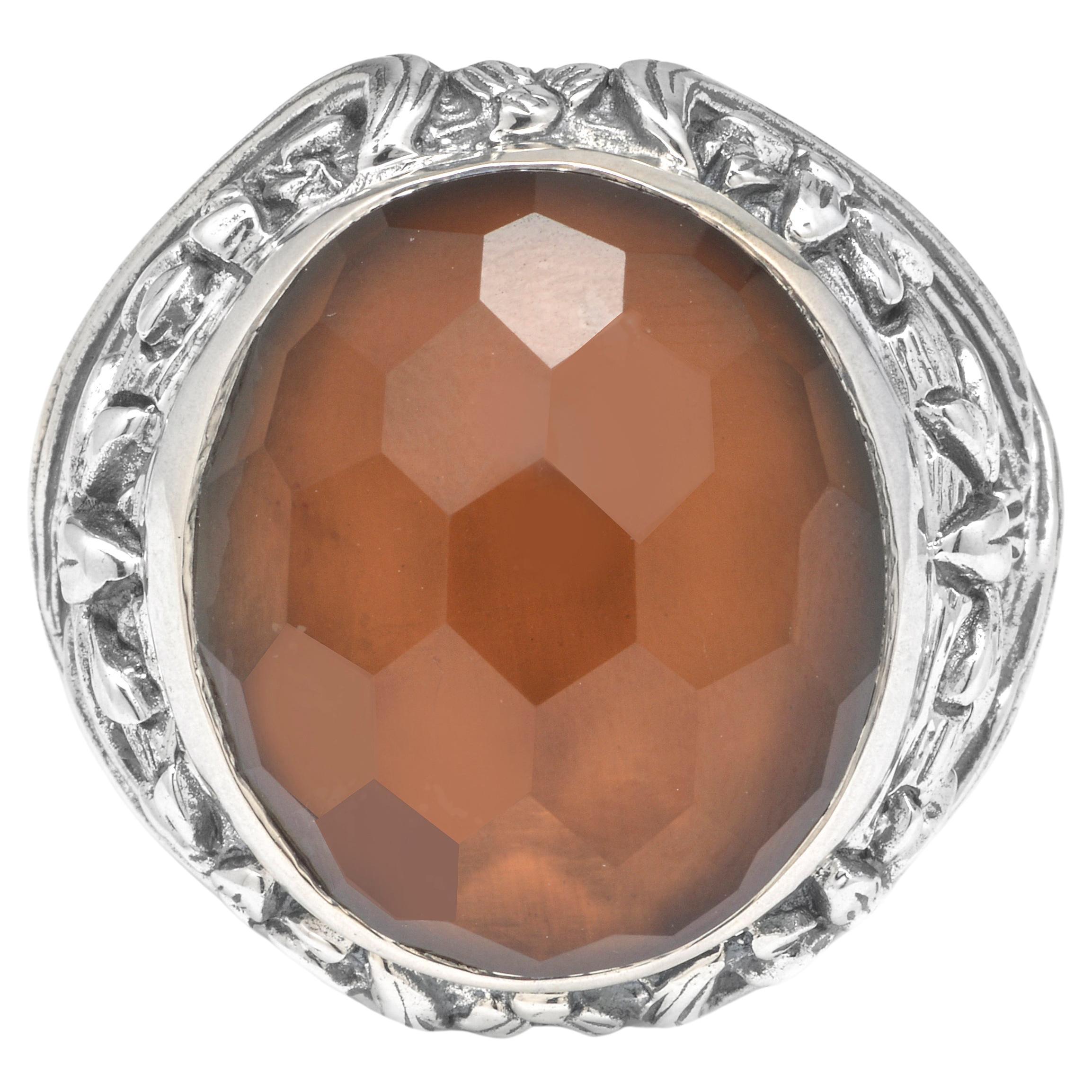 Stephen Dweck Garden Of Stephen S. Silver & Smoky Quartz Ring Sz 7.25 For Sale