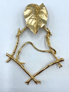Stephen Dweck Boucles d'oreilles en or et argent Vermeil avec pendentifs en forme de feuilles et de branches