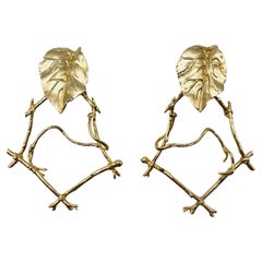 Stephen Dweck Boucles d'oreilles en or et argent Vermeil avec pendentifs en forme de feuilles et de branches
