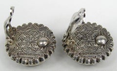 Stephen Dweck Boucles d'oreilles en jade et argent Nouveau, jamais porté 1990