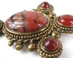 Stephen DWECK Jasper - Carnelian Bronze wash Brooch Pin New, Never worn 1980s