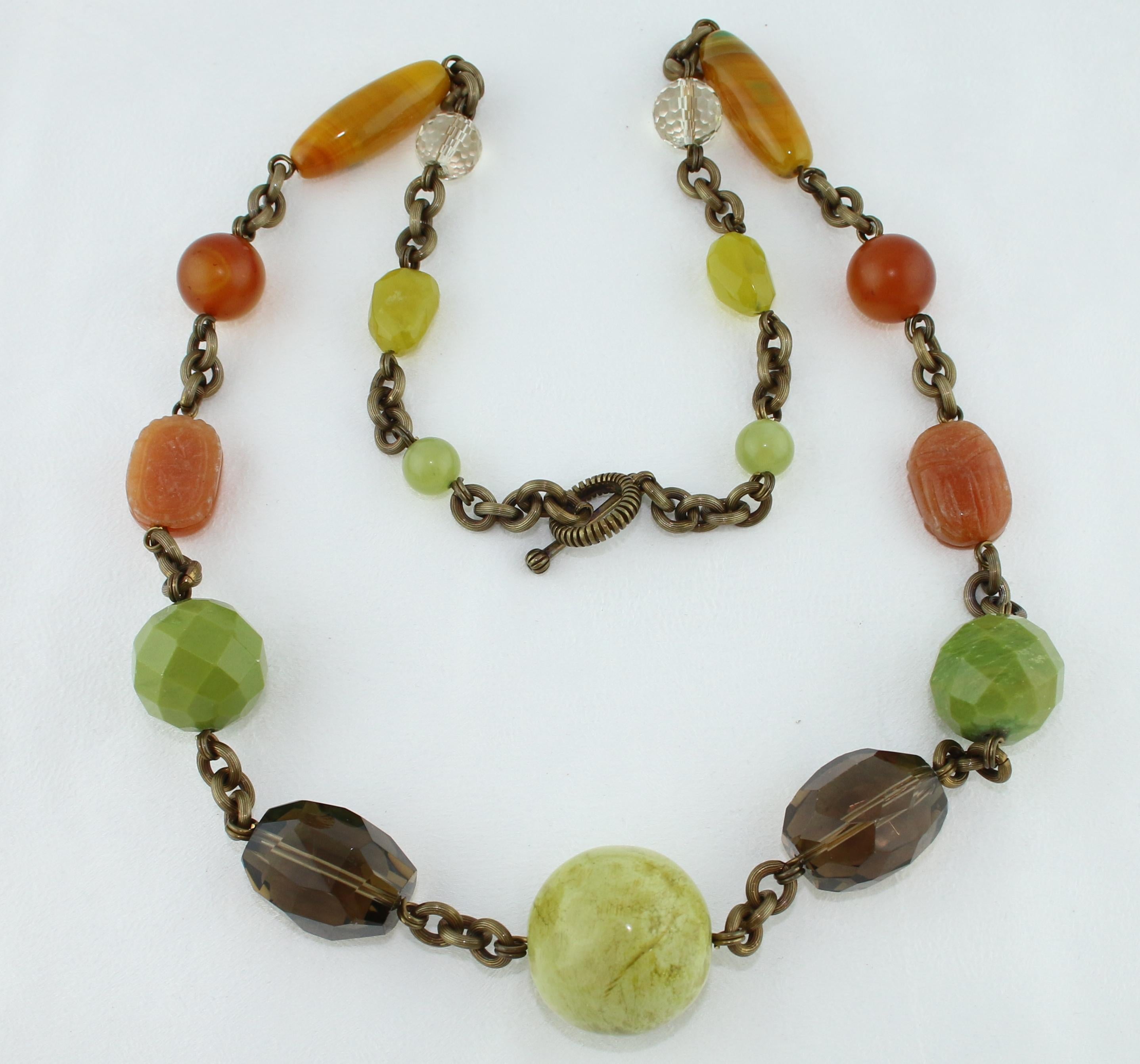 Stephen Dweck Long Carnelian and Agate Brass Necklace For Sale at ...