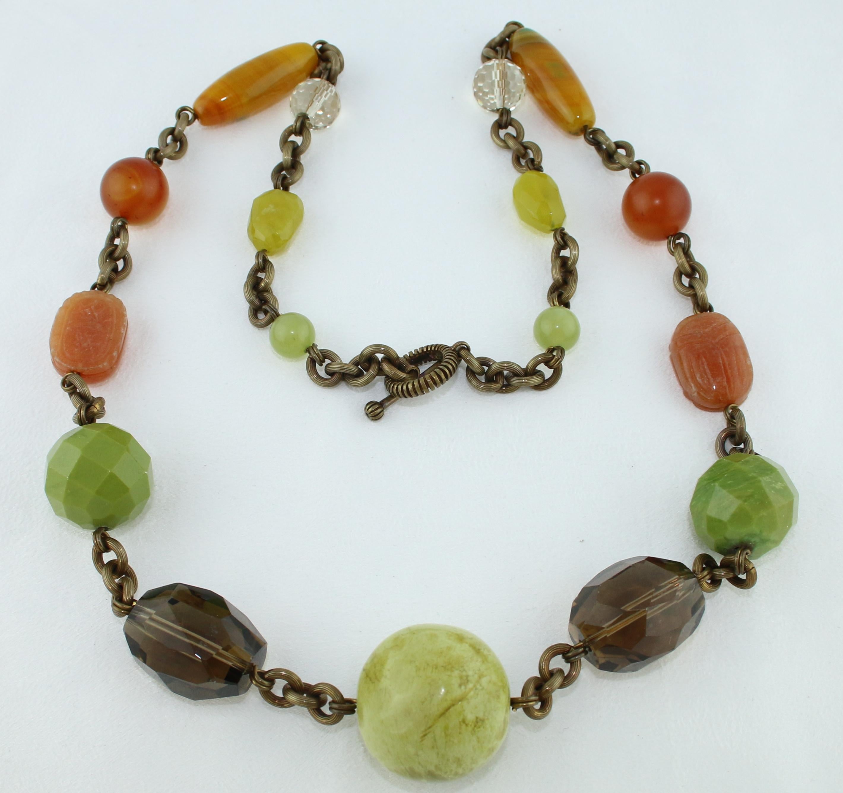 Collana lunga in ottone con corniola e agata di Stephen Dweck In condizioni Nuovo in vendita a New York, NY