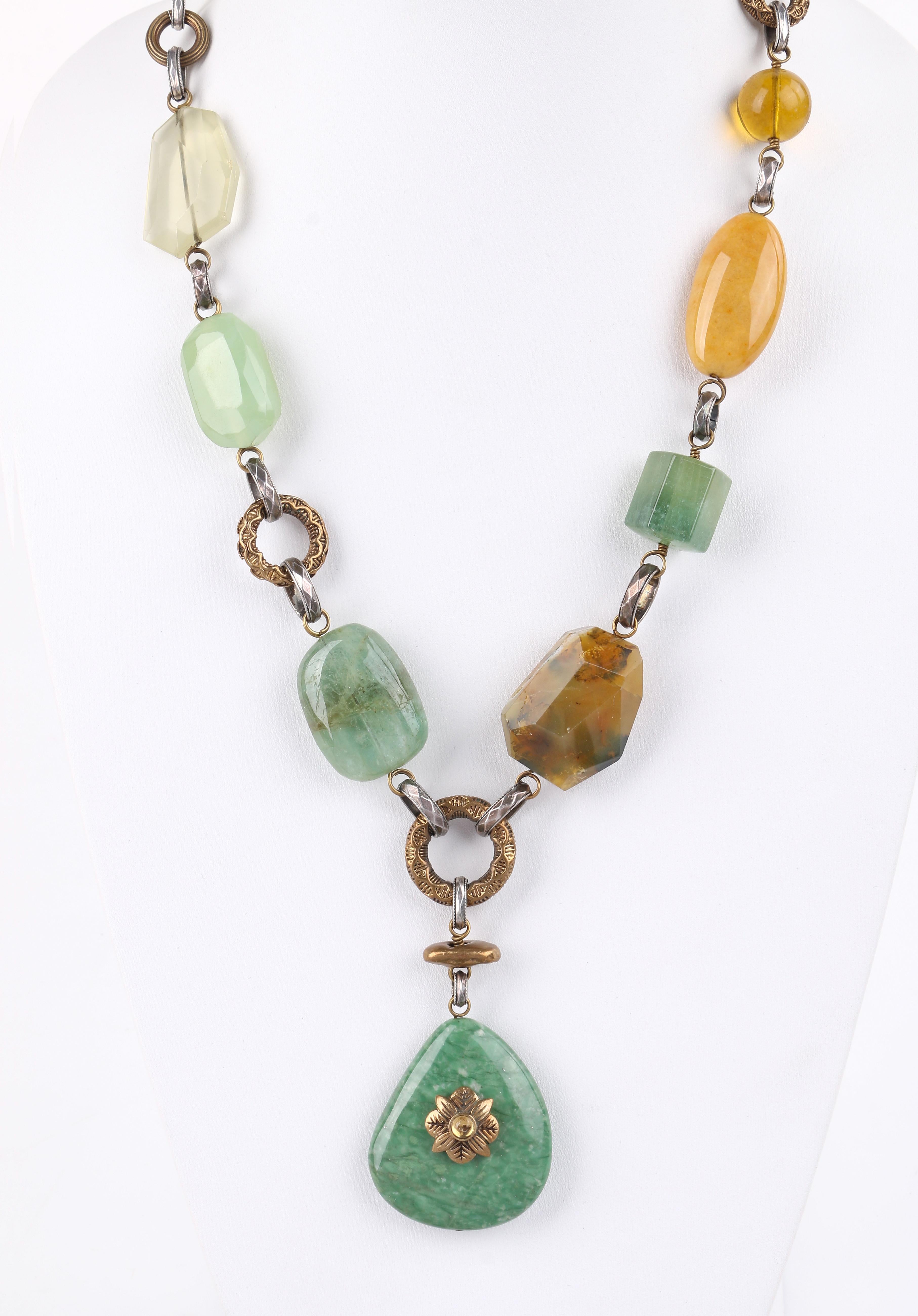 STEPHEN DWECK Multi Stone Quartz Amazonite Sterling Silver Link Pendant Necklace

Brand / Manufacturer: Stephen Dweck
Style: Multi stone link pendant necklace
Color(s): Shades of silver, gold, green, and yellow
Marked Material: Sterling silver