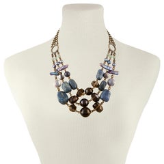 Collier multibrins en laiton corail bleu Stephen Dweck