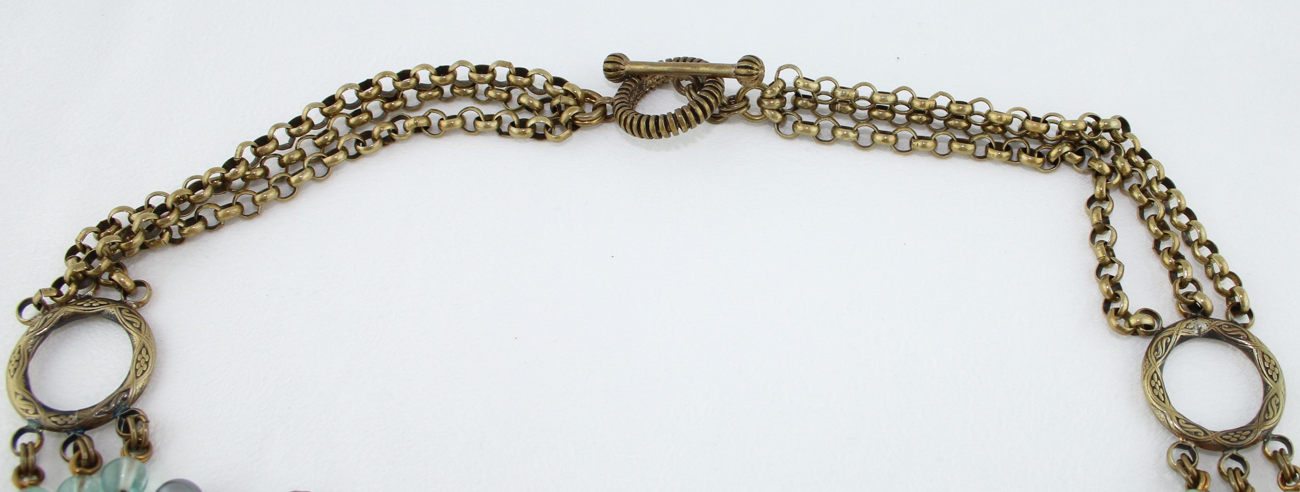 Women's Stephen Dweck Multi-Strand Blue Coral Brass Necklace For Sale