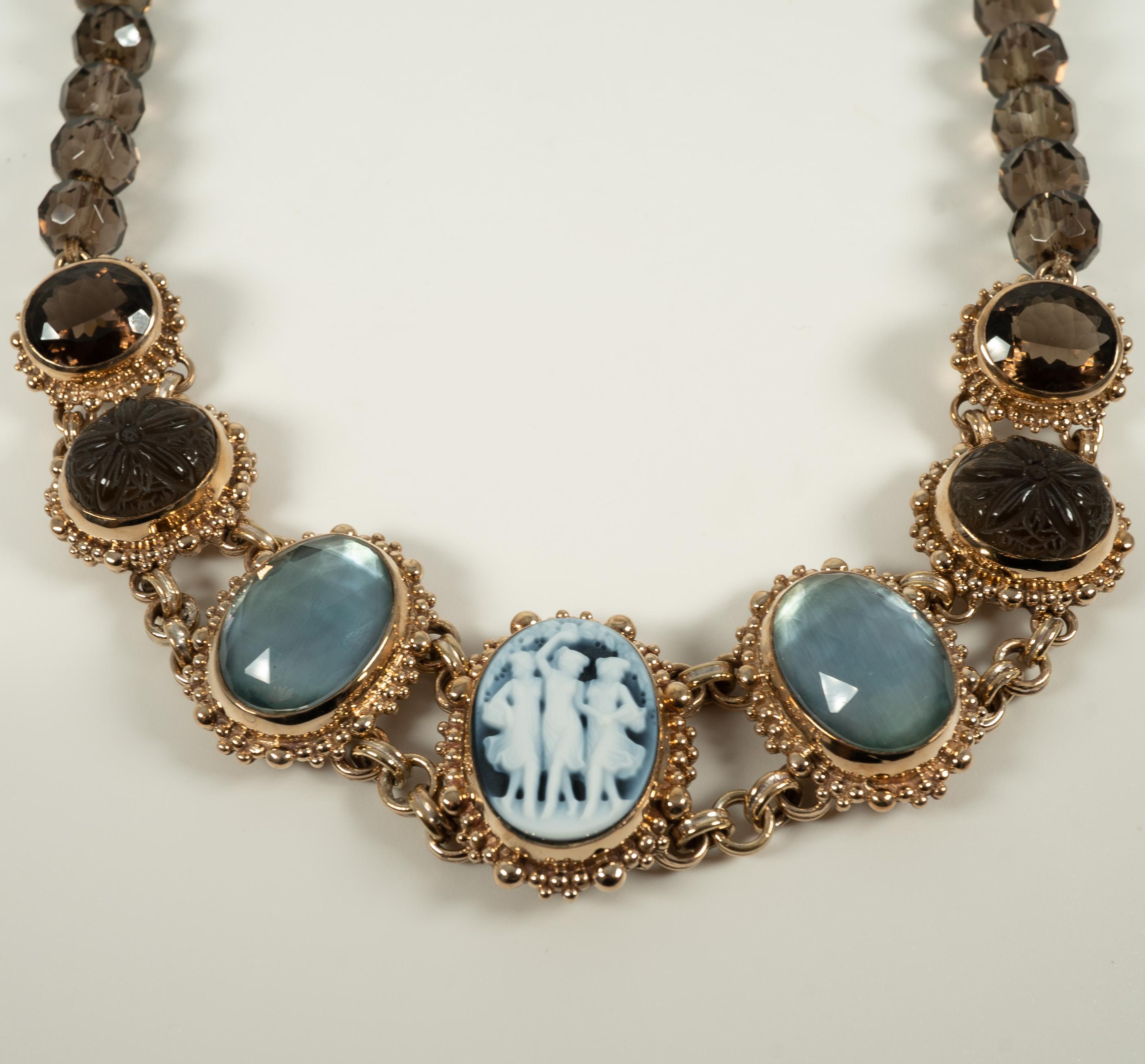 Collana in ottone con cammeo al quarzo di Stephen Dweck In condizioni buone in vendita a Dallas, TX