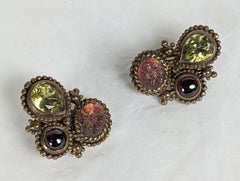 Stephen Dweck - Fermaglio per orecchie in argento dorato e semiprezioso