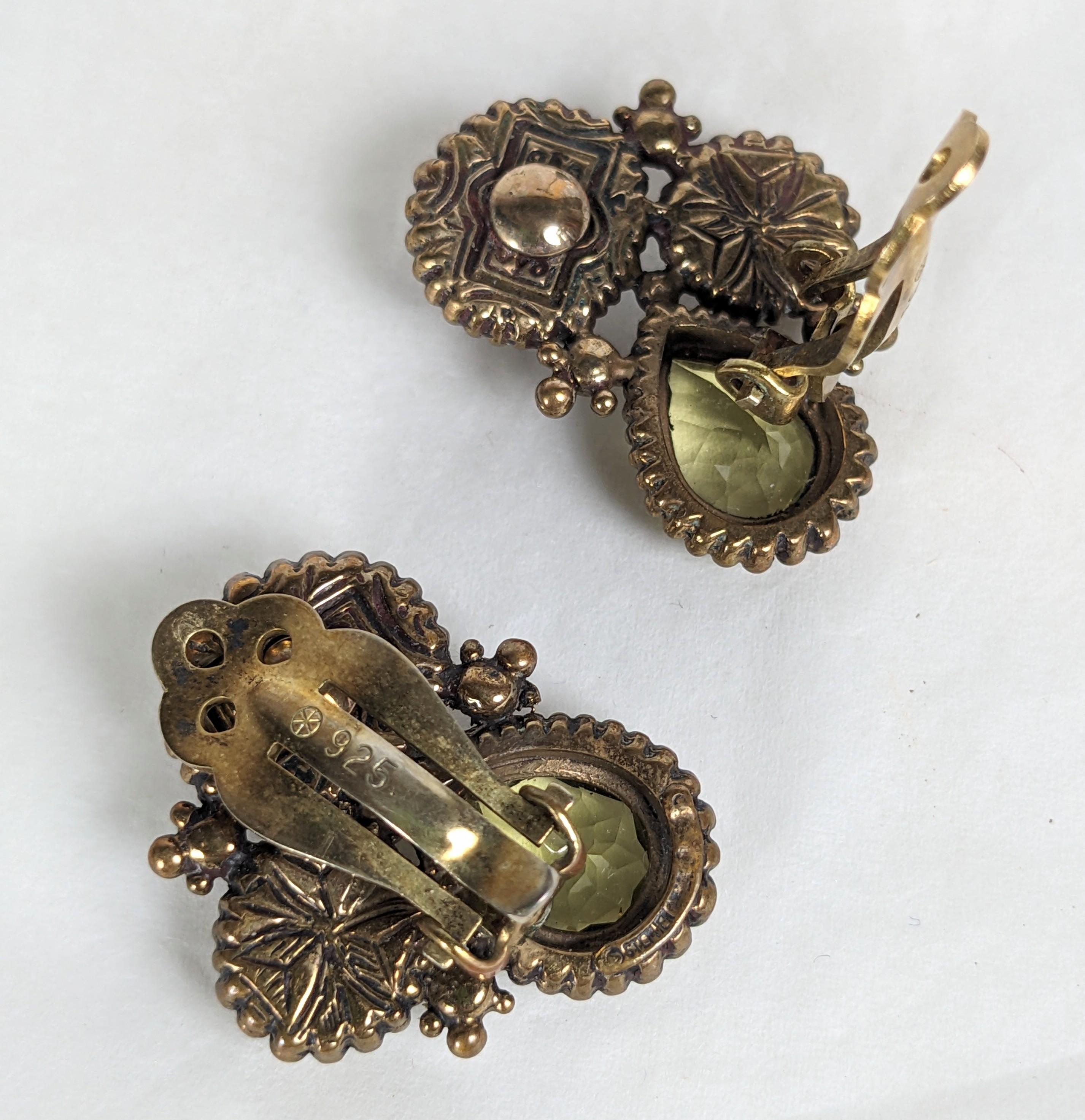 Cabochon Stephen Dweck - Fermaglio per orecchie in argento dorato e semiprezioso in vendita