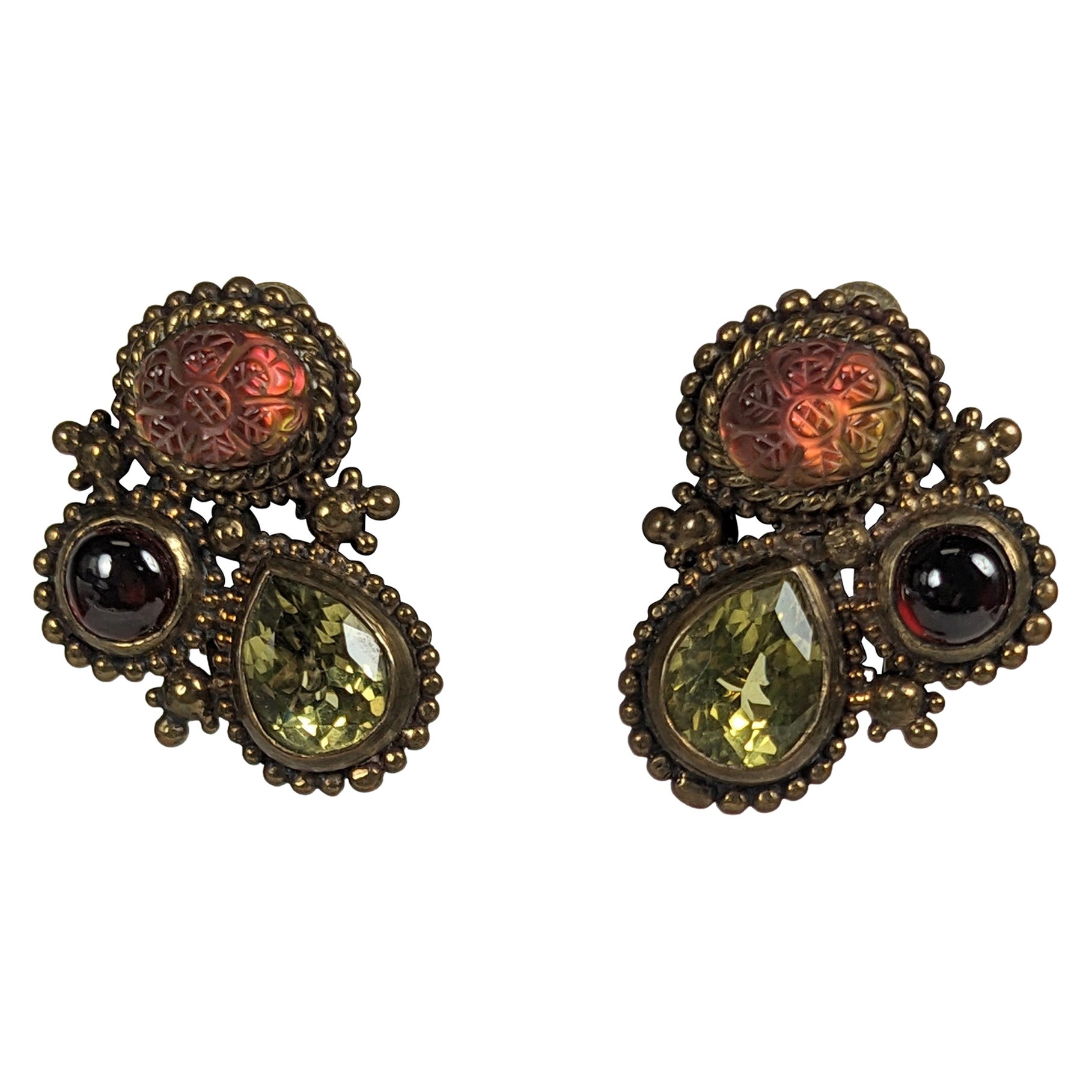 Stephen Dweck - Fermaglio per orecchie in argento dorato e semiprezioso in vendita