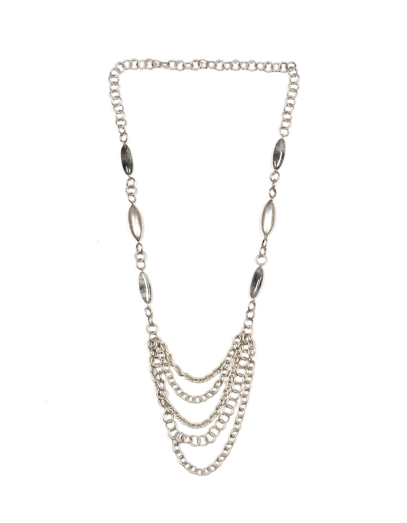 Stephen Dweck Silvertone Chainlink Necklace W/ Tourmalinated Quartz In Excellent Condition In New York, NY