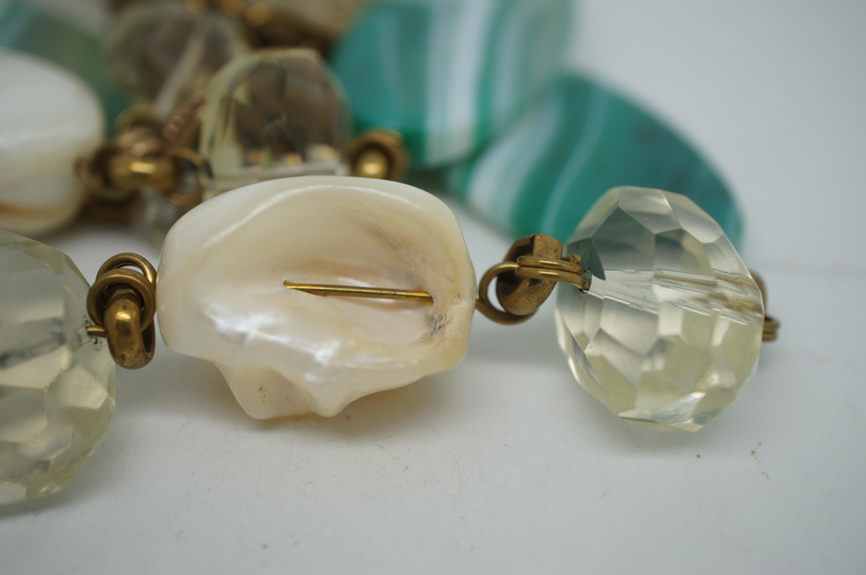 20th Century Stephen Dweck Statement Necklace Crystal Natural Pearl Gemstone