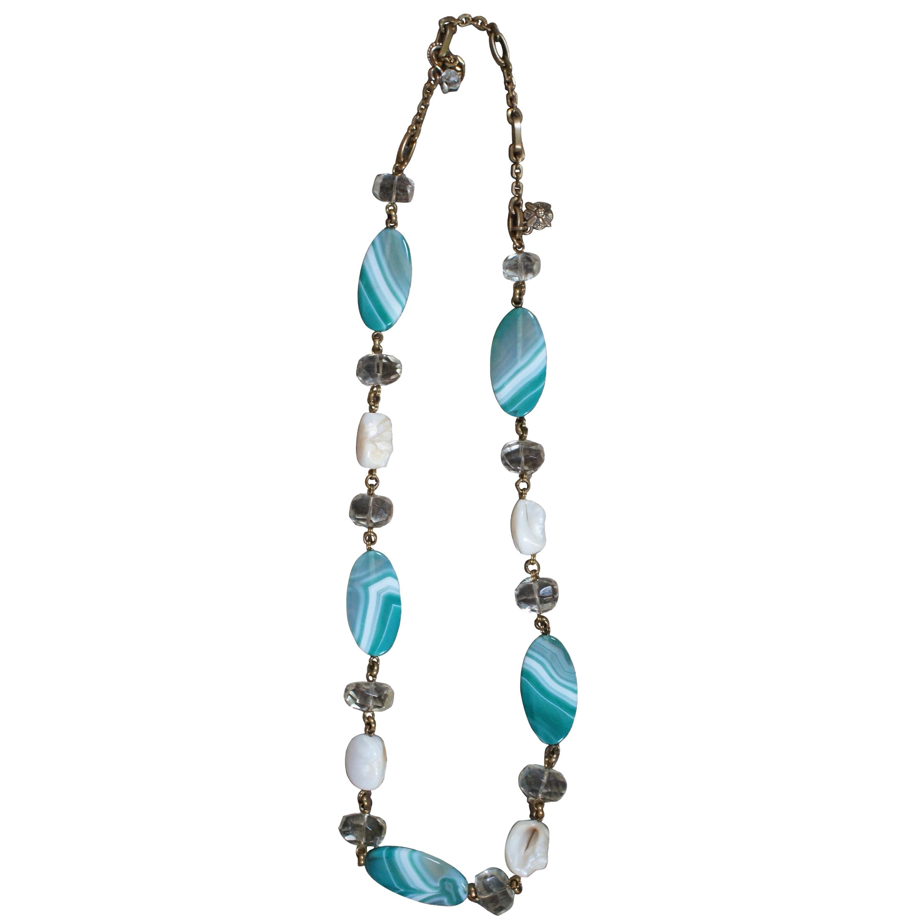 Stephen Dweck Statement Necklace Crystal Natural Pearl Gemstone